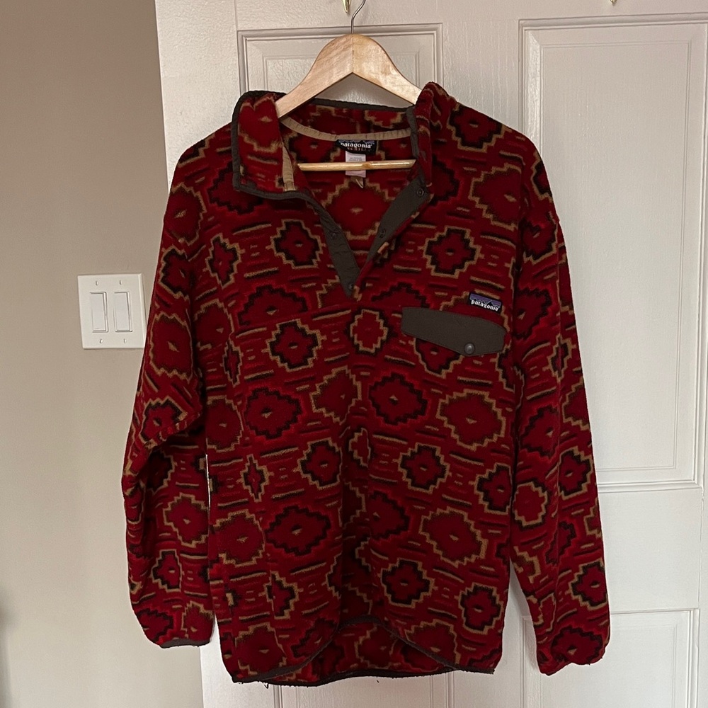 Patagonia Red and Brown Synchilla Pullover